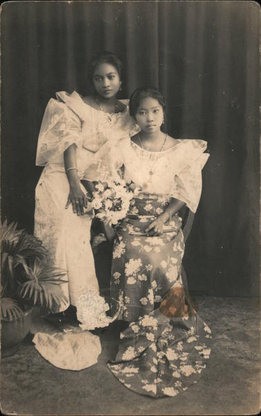 Two young Girls Philippines Postcard