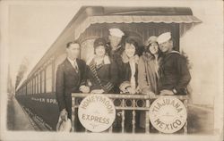 Honeymoon Photo with Sailors Caboose Backdrop Postcard