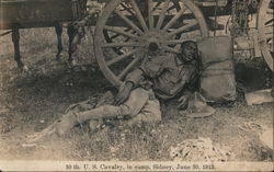 Black Soldier 10th U.S. Calvary in camp, Sidney, June 30, 1913 Postcard