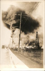 Fire at Oil Well Postcard