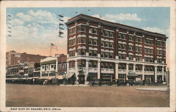 East Side of Square Enid, OK Postcard