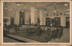 Corridor Lounge, YMCA Hotel, 826 South Wabash Avenue, Chicago Postcard