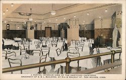 A Partial Interior View of the Hartford Cafeteria, Basement of S & L Building at 5th & Walnut St Des Moines, IA Postcard Postcar Postcard