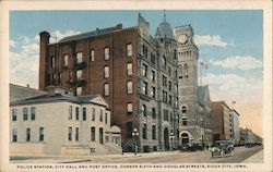 Police Station, City Hall and Post Office, COrner Sizth and Douglas Streets Sioux City, IA Postcard Postcard Postcard