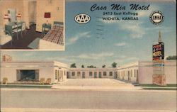 Casa Mia Motel - 5415 East Kellogg, Wichita, Kansas Postcard Postcard Postcard