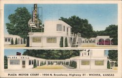 Plaza Motor Court - 1954 N. Broadway, highway 81 - Wichita, Kansas Postcard Postcard Postcard