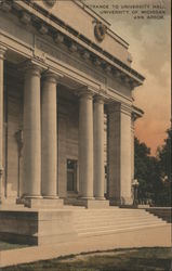 Entrance to University Hall, University of Michigan Postcard