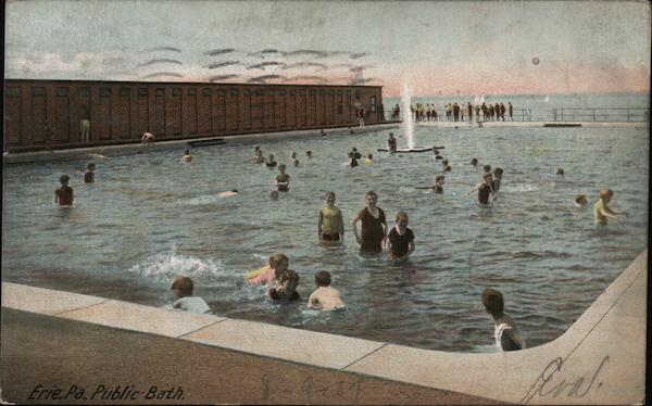 Public Baths Erie Pa Postcard