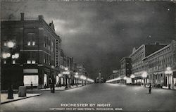 Street Scene By Night Rochester, MN Postcard Postcard Postcard