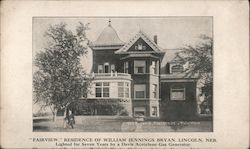 Fairview Residence of William Jennings Bryan Lincoln, NE Postcard Postcard Postcard