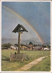 Kreuz bei Garmisch-Partenkirchen mit Regenbogen Germany Postcard Postcard Postcard