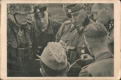 SS-Obergruppenfuhrer and General of the Waffen-SS Hausser surrounded by commanders Postcard