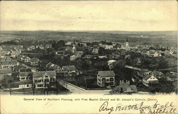 General view of Northern Pascoag, with free Baptist Church and St ...