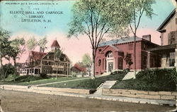 Elliot Hall and Carnegie Library Postcard