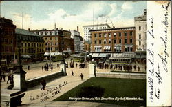 Harrington Corner and Main Street from City Hall Postcard