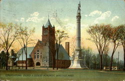 Congregational Church & Soldier Monument Wakefield, MA Postcard Postcard