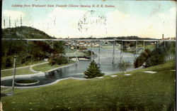 Looking From Wachusett Dam Towards Clinton Showing N.R.R. Station Postcard