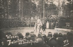 German Soldiers Watching Performance with Horse World War I F.H. Postcard Postcard Postcard