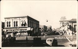 Street Corner in Modesto California Postcard Postcard Postcard