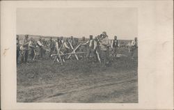 Soldiers Building Barbed Wire Fence, Barrier World War I Postcard Postcard Postcard