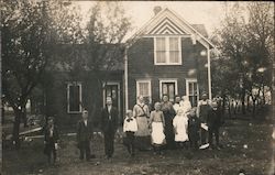 Group of People outside House Postcard