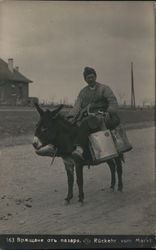 Bulgarian Milk Man Seated on Donkey Postcard