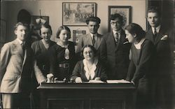 1932 Group of People at Desk Postcard