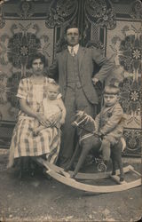 Family, Boy on Rocking Horse Postcard