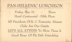 Pan-Helenic Luncheon Kansas City, MO Postcard Postcard Postcard