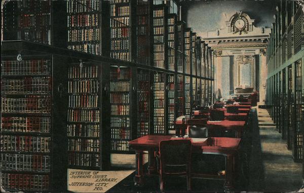 Interior of Supreme Court Library Jefferson City MO Postcard