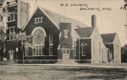 M.E. Church Baldwin, KS Postcard Postcard Postcard