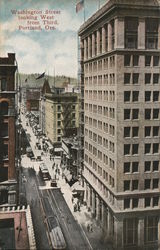 Washington Street looking West from Third, Portland, OR Oregon Postcard Postcard Postcard