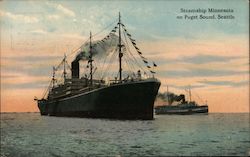 Steamship Minnesota on Puget Sound, Seattle Washington Postcard Postcard Postcard