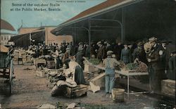 Some of the out-door stalls at the Public Market, Seattle Washington Postcard Postcard Postcard