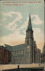 St. Joseph’s Church and Priest’s House, City Hall in Distance Buffalo, NY Postcard Postcard Postcard