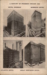 Hotels of Chicago, A Century of Progress 1933 Illinois Postcard Postcard Postcard