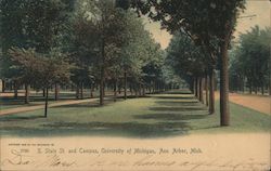 S. State St. and Campus, University of Michigan Postcard