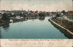 "Seneca Canal", Looking East from Rumsay Street Bridge Seneca Falls, NY Postcard Postcard Postcard