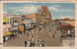 Boardwalk Scene from Steel Pier Postcard