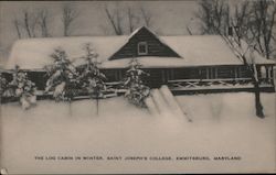 The Log Cabin in Winter, Saint Joseph's College Postcard