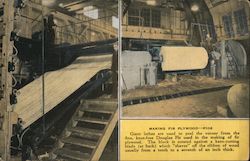 Giant Lathe and Cutting Blade Used in the Making of Fir Plywood Logging Postcard Postcard Postcard