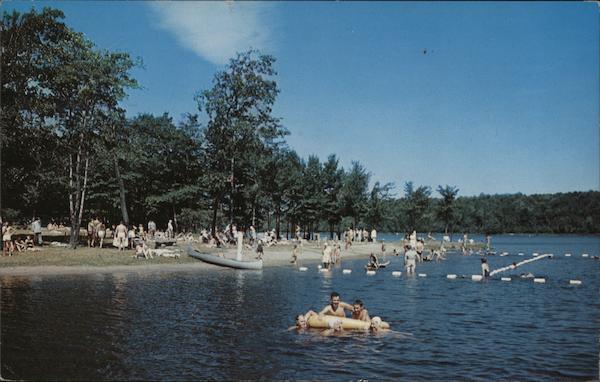 Swimming Pool and Sunbathing on Promised Land Lake Pennsylvania Postcard