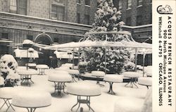 Scene in Winter of Jacques Famous Outdoor Dining Patio Chicago, IL Postcard Postcard Postcard