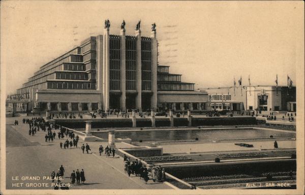 Le Grand Palais, Carte officielle the l'Exposition a Bruxelles 1935 ...