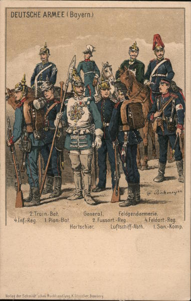 Deutsche Armee Bayern Germany Military Postcard