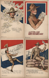 Set of 4: US Patriotic WWI Postcards Postcard