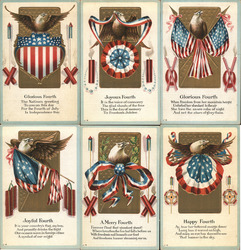 Set of 6: Patriotic Eagles Postcard Postcard Postcard