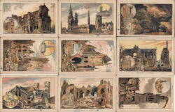 Set of 9: Destroyed Churches "Victims of War" Postcard