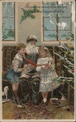 Santa Claus Reading a Book to Children Postcard Postcard Postcard