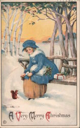 Lone Girl - A Very Merry Christmas Children Postcard Postcard Postcard